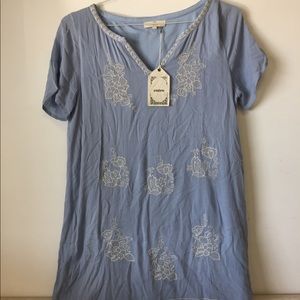 Entries Blue Floral Boho Tunic Sz L